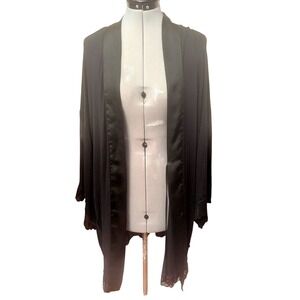 Victoria's Secret Heavenly Black Lace Trim Robe Kimono Lingerie‎ M/L no belt